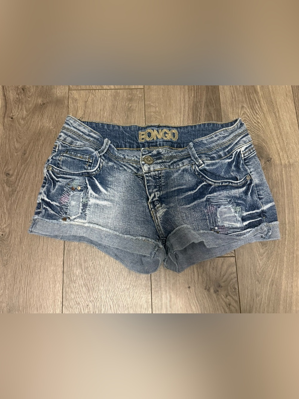 BONGO Women's Distressed Denim Shorts - Blue